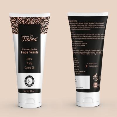 Fibora Charcoal and Tea Tree Face Wash, Deep Cleansing, Oil Control, Detox & Acne (100ml) - For All Skin Types