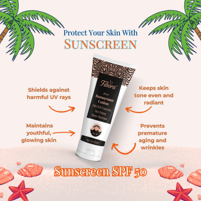 Fibora Sunscreen Lotion SPF 50 – Non-Greasy, Water-Resistant, UVA/UVB Protection, 50ml
