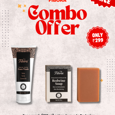 Fibora Face Wash + Redwine Handmade Soap Combo (100g) – Detox, Oil Control & Skin Revitalizing Skincare Duo – Perfect Daily Use Combo for Men & Women